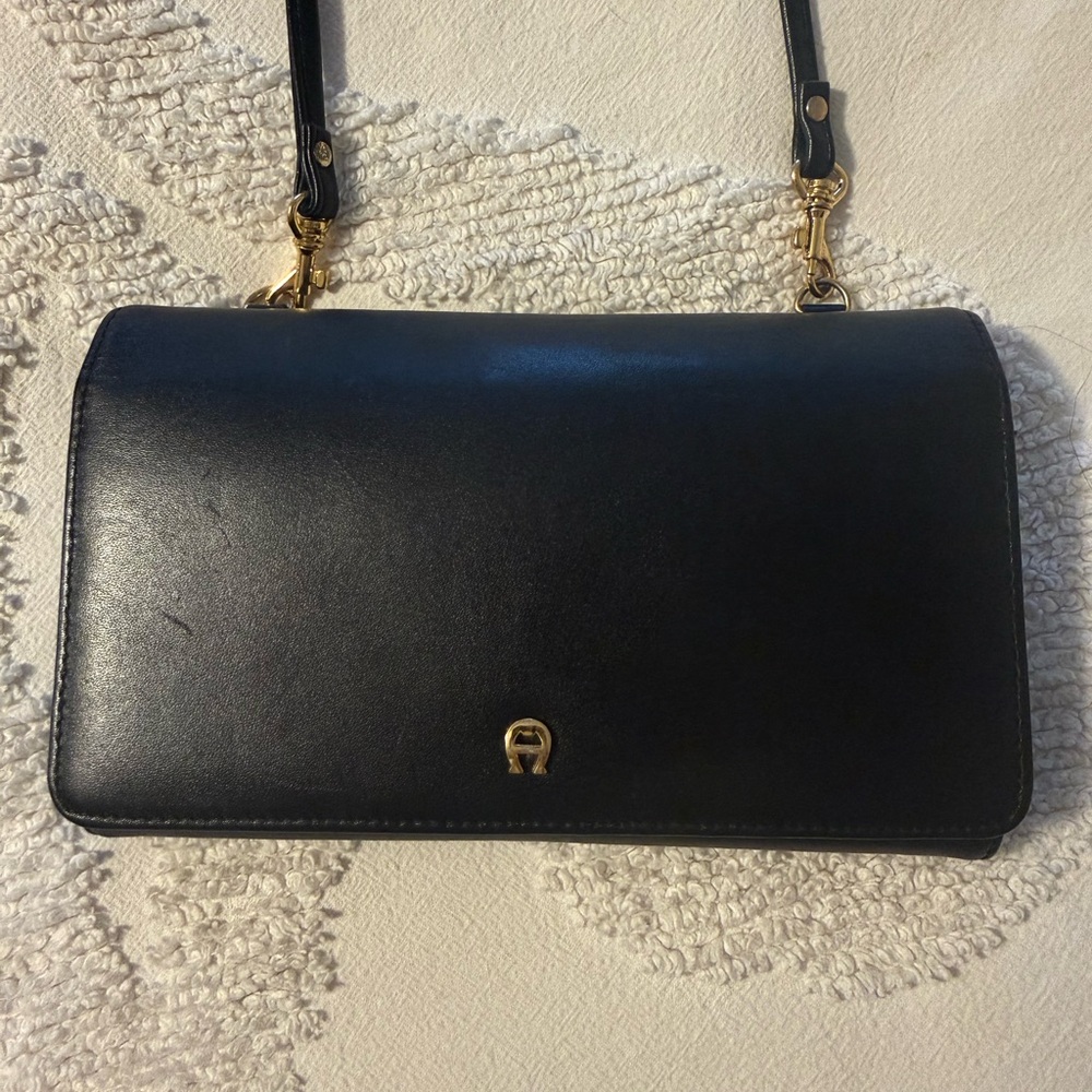Etienne Aigner Vintage Black Crossbody Wallet Purse